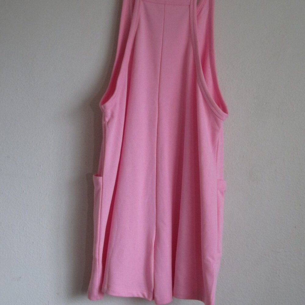 New Pink Sleeveless Pocketed V-Neck Jersey Romper - Picture 5 of 7